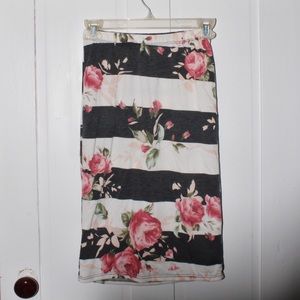 Floral/striped skirt
